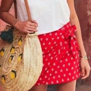 Sezane PACOME SKIRT Print Bouquet Fond Rouge size 24